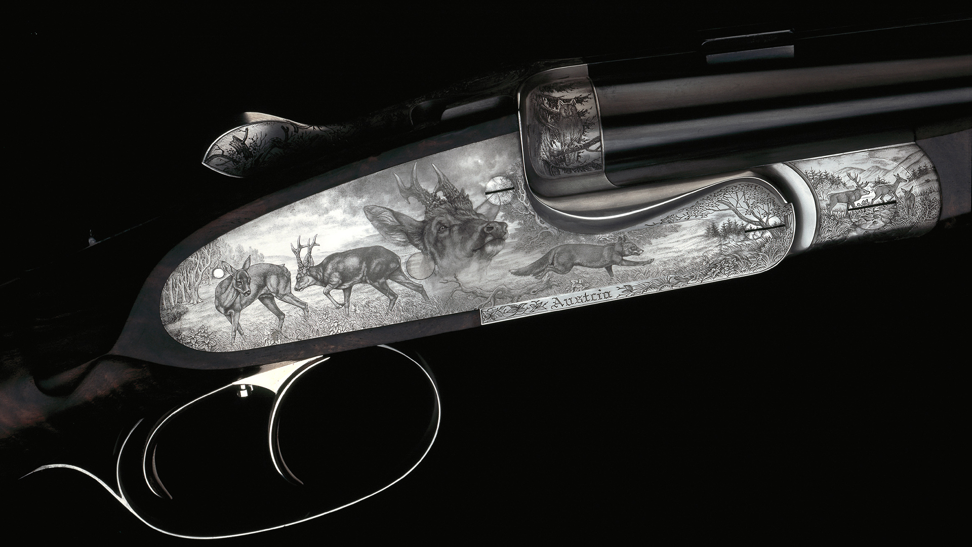 Peter Hofer Seitenschloss Doppelbüchse  mit 3 Wechselläufen